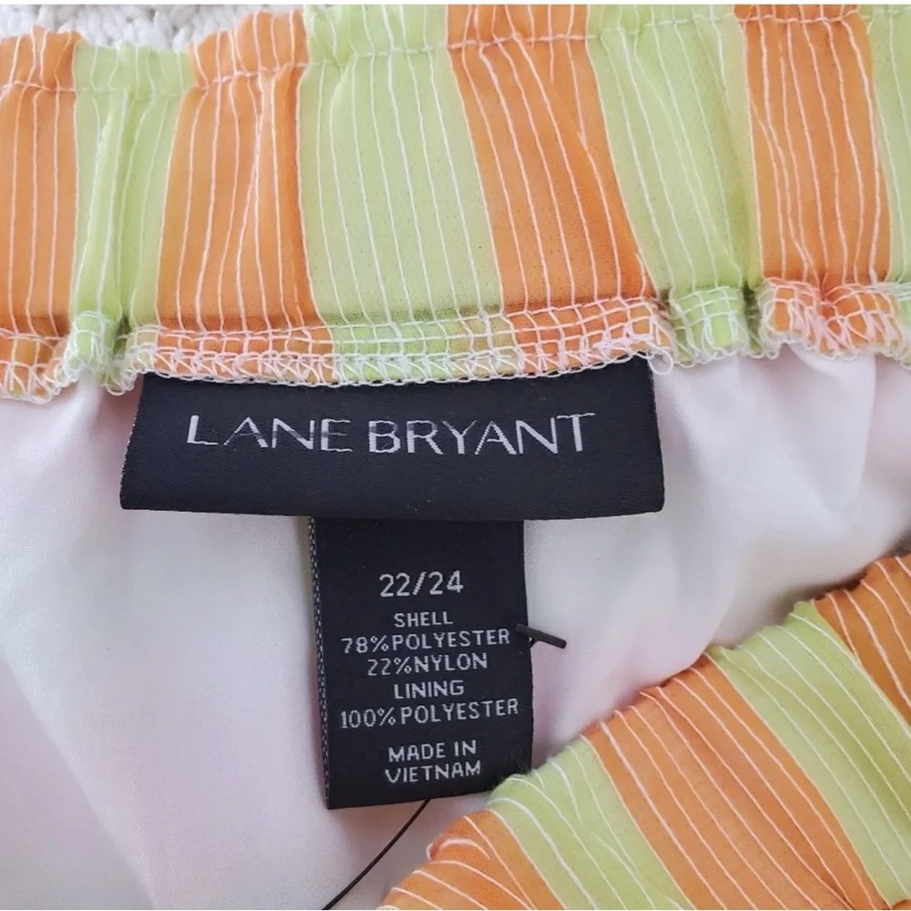 Lane Bryant 22/24 Yellow Striped A-Line Plus Skirt Summer Party Office lined